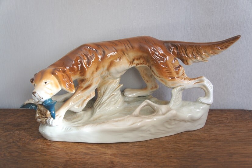 Собака с дичью, Royal Dux, фарфоровая статуэтка