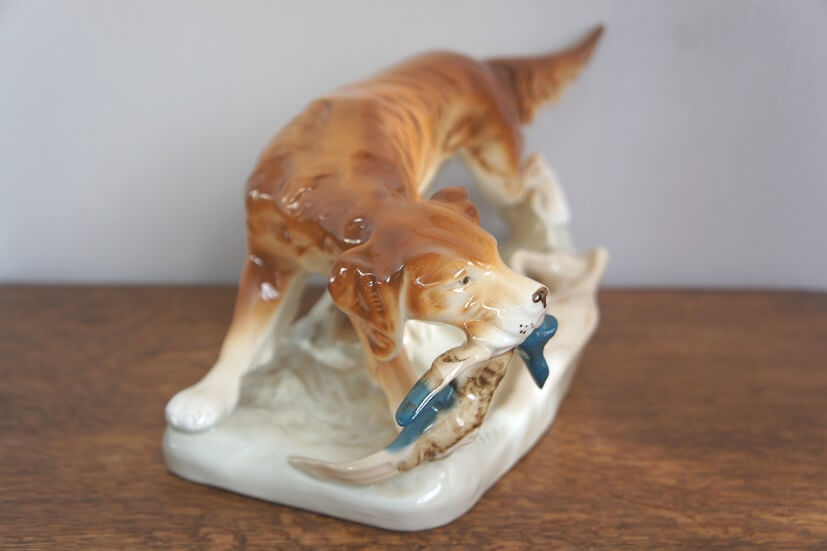 Собака с дичью, Royal Dux, фарфоровая статуэтка