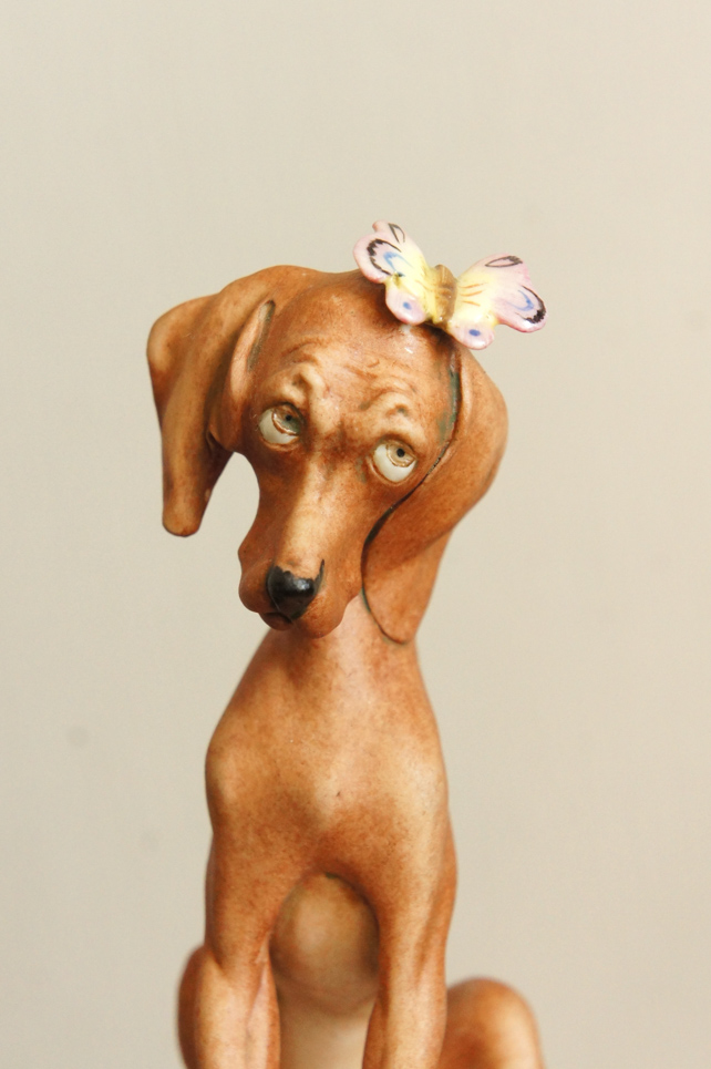 Собака с бабочкой, Giuseppe Cappe, Capodimonte, статуэтка