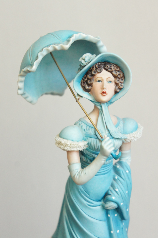 Леди в голубом с зонтом, Ipa, Capodimonte, статуэтка