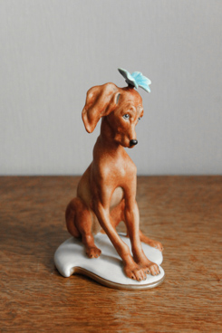 Собака с бабочкой, Джузеппе Каппе, Каподимонте, фарфоровая статуэтка. KunstGalerie