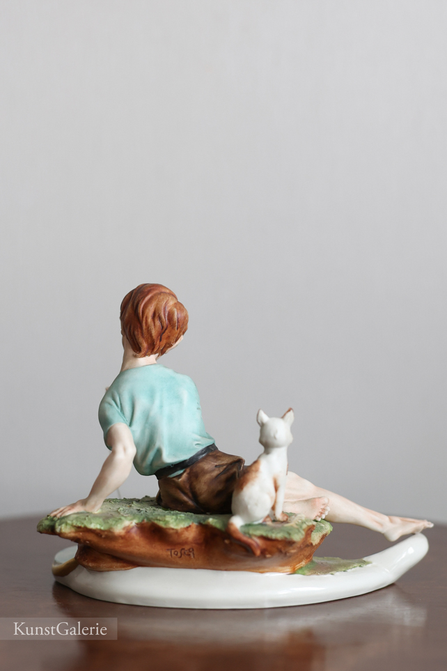 Юный рыбак с котом, Tosca, Capodimonte, статуэтка